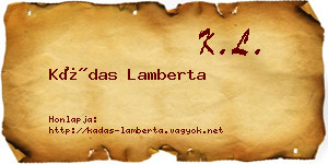 Kádas Lamberta névjegykártya